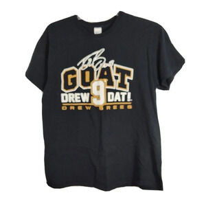 Gildan GOAT Drew Brees #9 Crew T-Shirt Women Size L Black & Gold Short Sleeve